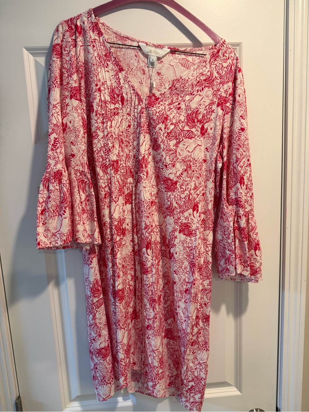 Lilly Pulitzer Pink and Cream Floral V-Neck Chemise